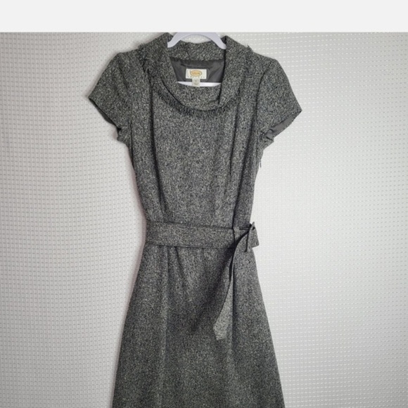 COPY - Talbots Gray Dress with Elegant Lace and Flowy Skirt - Picture 1 of 12